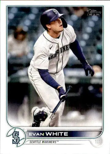 Original gloss baseball card of Evan White NM-MT from 2022 Topps #602 Mariners