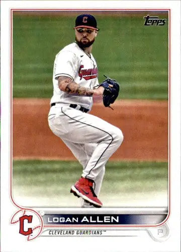 Original gloss Logan Allen baseball card 2022 Topps NM-MT Guardians ID 44071