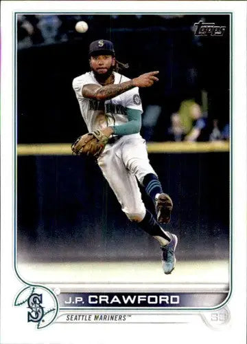 Baseball card of J.P. Crawford NM-MT featuring original gloss from 2022 Topps Mariners