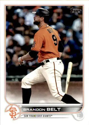 Original gloss Brandon Belt baseball card 2022 Topps NM-MT Giants ID 44159