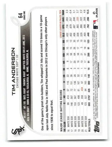 2022 Topps Tim Anderson baseball card with original gloss featuring White Sox ID 40873