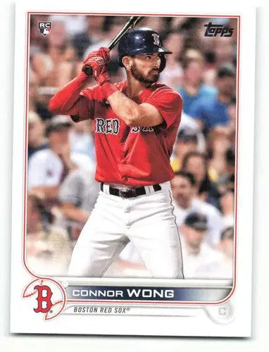 2022 Topps Connor Wong baseball card featuring original gloss and rookie Red Sox card typically sell