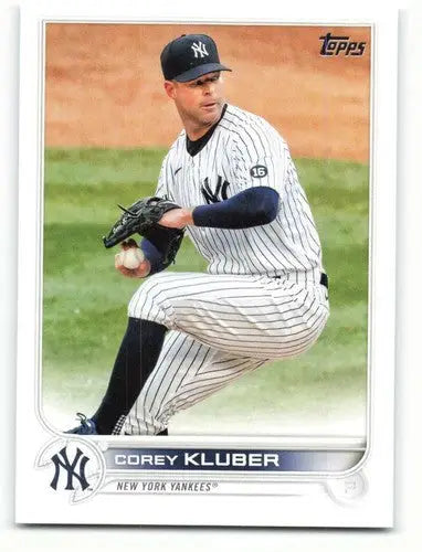 2022 Topps Corey Kluber baseball card with original gloss featuring Yankees ID40876