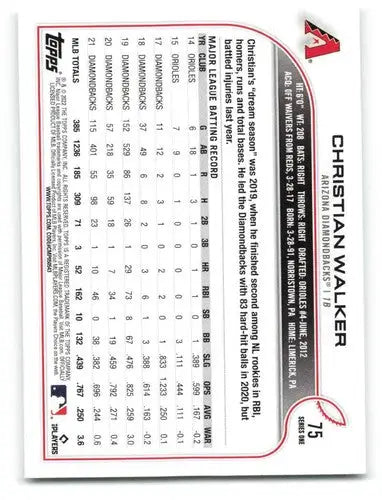 2022 Topps Christian Walker baseball card with original gloss from Diamondbacks collection