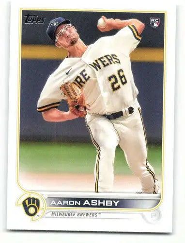 2022 Topps Aaron Ashby rookie baseball card with original gloss featuring Brewers ID 40885