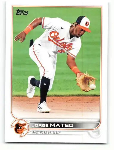2022 Topps Jorge Mateo baseball card with original gloss from Simply Sandoval, cards typically sell