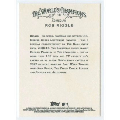 2022 Topps Allen and Ginter #189 Rob Riggle NM-MT Baseball Card  Image 2