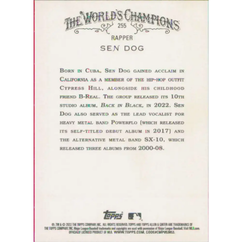 2022 Topps Allen and Ginter #255 Sen Dog NM-MT Baseball Card - Baseball Card Single