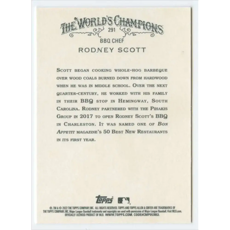 2022 Topps Allen and Ginter #291 Rodney Scott NM-MT Baseball Card - Baseball Card Single