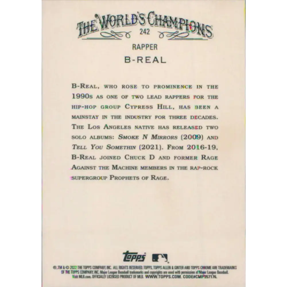 2022 Topps Allen and Ginter Chrome #242 B-Real NM-MT Baseball Card - Baseball Card Single
