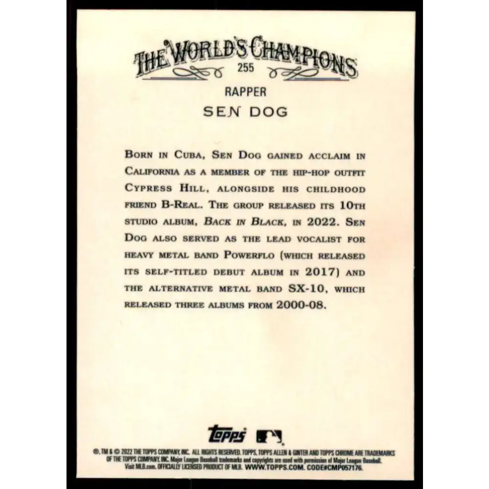2022 Topps Allen and Ginter Chrome #255 Sen Dog NM-MT Baseball Card - Baseball Card Single