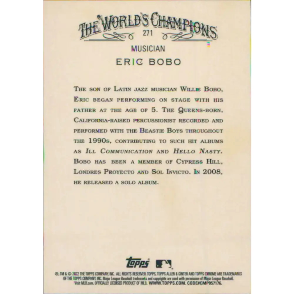 2022 Topps Allen and Ginter Chrome #271 Eric Bobo NM-MT Baseball Card - Baseball Card Single