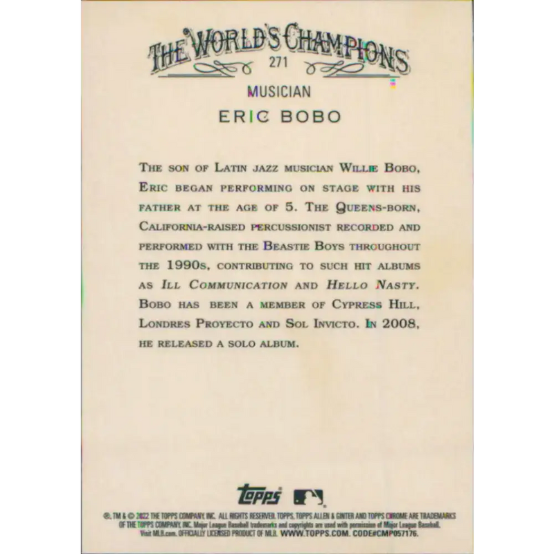 2022 Topps Allen and Ginter Chrome #271 Eric Bobo NM-MT Baseball Card - Baseball Card Single