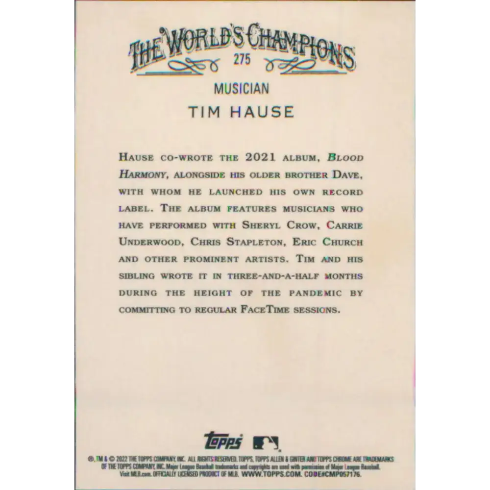 2022 Topps Allen and Ginter Chrome #275 Tim Hause NM-MT Baseball Card - Baseball Card Single