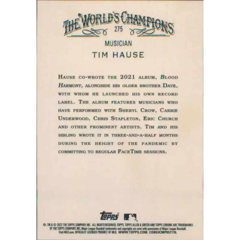 2022 Topps Allen and Ginter Chrome #275 Tim Hause NM-MT Baseball Card - Baseball Card Single
