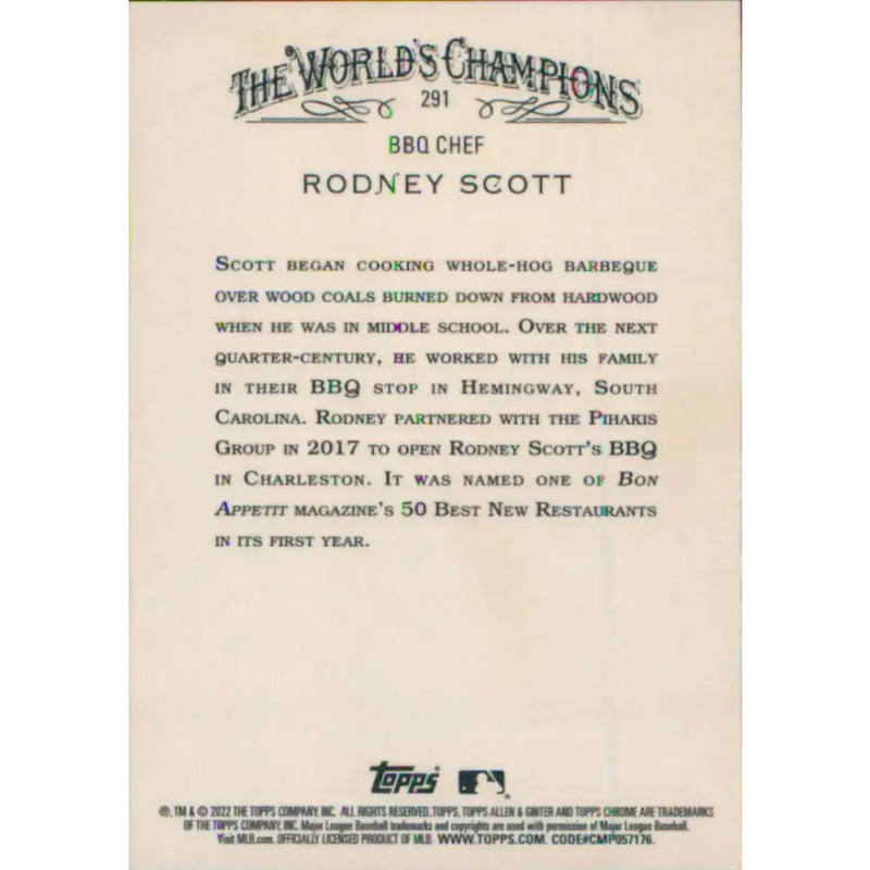 2022 Topps Allen and Ginter Chrome #291 Rodney Scott NM-MT Baseball Card - Baseball Card Single