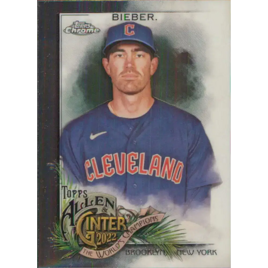 2022 Topps Allen and Ginter Chrome #73 Shane Bieber NM-MT Cleveland Guardians Baseball Card - Baseball Card Single