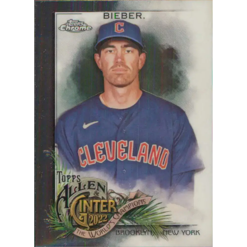 2022 Topps Allen and Ginter Chrome #73 Shane Bieber NM-MT Cleveland Guardians Baseball Card - Baseball Card Single