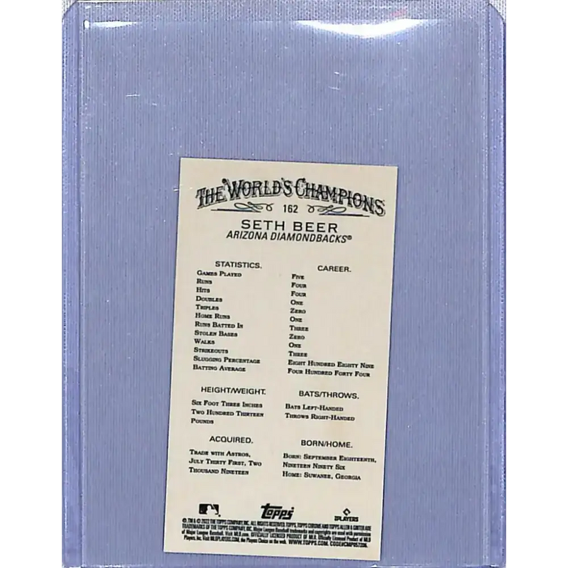 2022 Topps Allen and Ginter Chrome Mini Refractor #162 Seth Beer NM-MT RC Rookie Arizona Diamondbacks Baseball Card