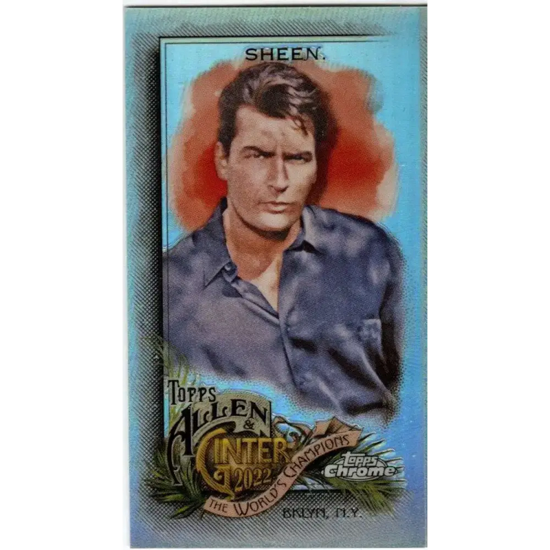 2022 Topps Allen and Ginter Chrome Mini Refractor #216 Charlie Sheen NM-MT Baseball Card - Baseball Card Single
