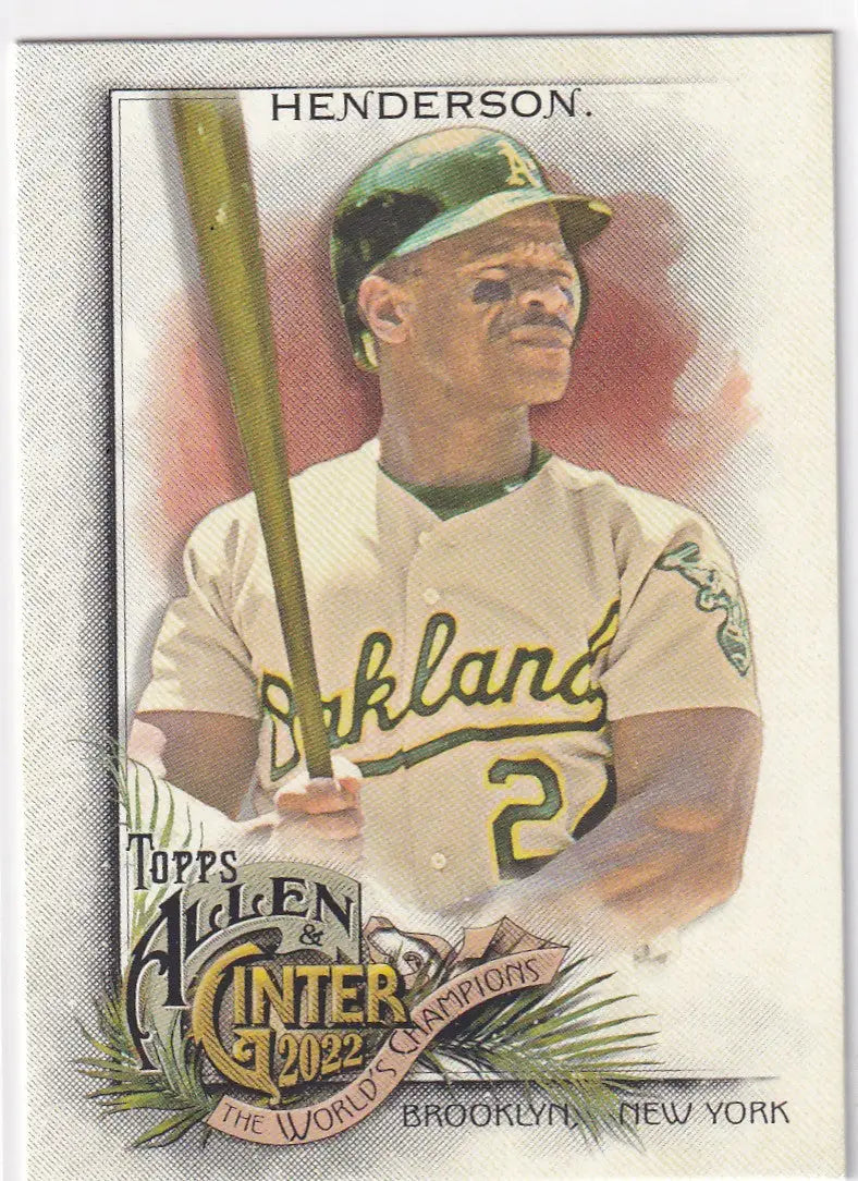 2022 TOPPS ALLEN & GINTER #12 RICKEY HENDERSON WORLD CHAMPION- OAKLAND ATHLETICS - Baseball Card Single