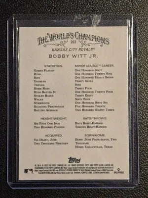 2022 Topps Allen & Ginter #203 Bobby Witt Jr. - Baseball Card Single