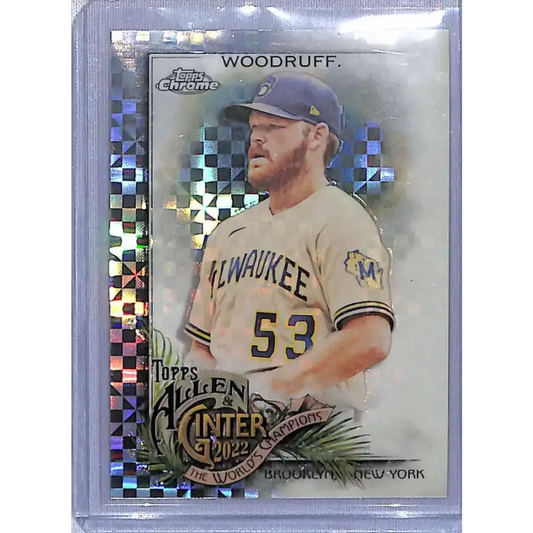 2022 Topps Allen & Ginter Chrome #239 Brandon Woodruff X-Fractor NM-MT Baseball Card - Baseball Card Single