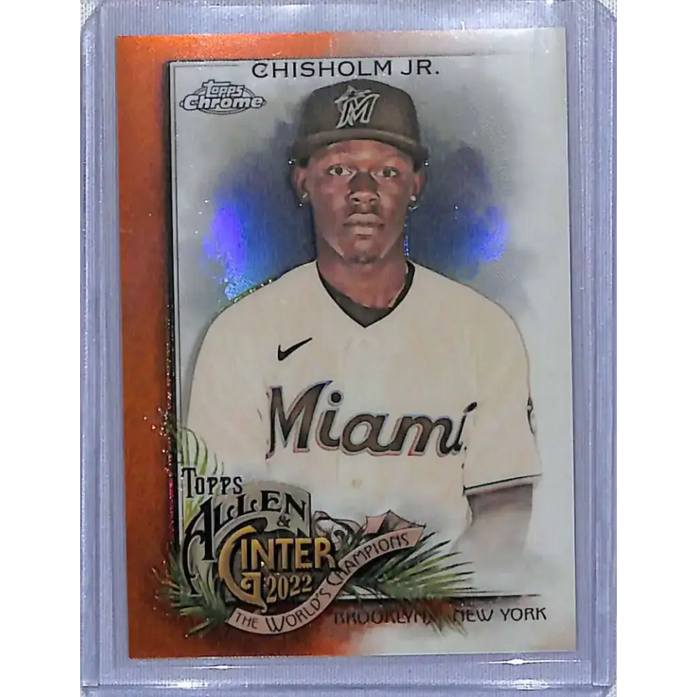 2022 Topps Allen & Ginter Chrome #48 Jazz Chisholm Jr. Orange Refractor #/25 NM-MT Baseball Card - Baseball Card Single