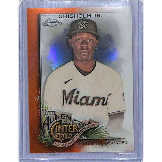 2022 Topps Allen & Ginter Chrome #48 Jazz Chisholm Jr. Orange Refractor #/25 NM-MT Baseball Card - Baseball Card Single