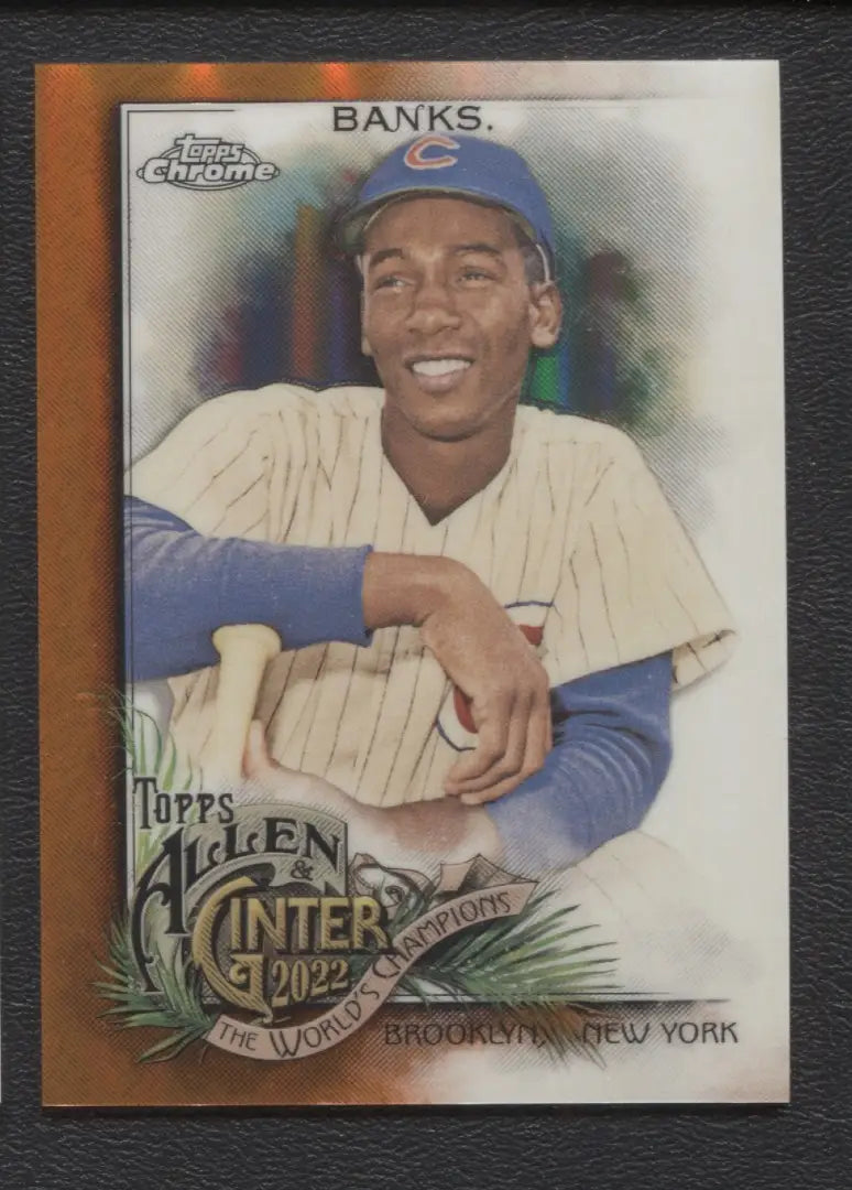 2022 Topps Allen & Ginter Chrome Orange Refractor 12/25 Ernie Banks #3 HOF - Baseball Card Single