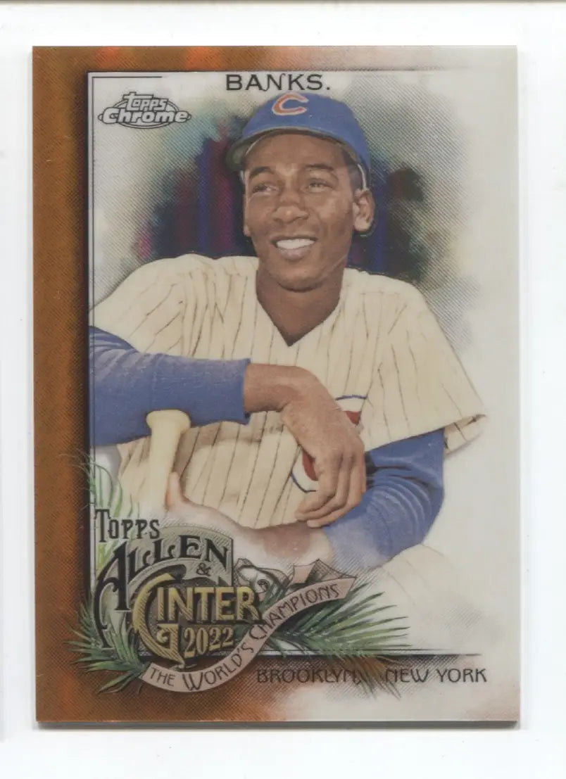 2022 Topps Allen & Ginter Chrome Orange Refractor 12/25 Ernie Banks #3 HOF - Baseball Card Single