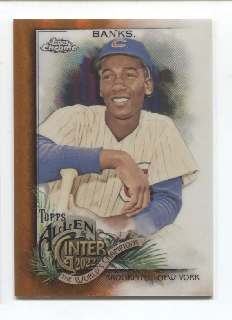 2022 Topps Allen & Ginter Chrome Orange Refractor 12/25 Ernie Banks #3 HOF - Baseball Card Single