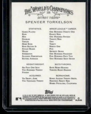 2022 Topps Allen & Ginter Spencer Torkelson #235 Silver Portrait Baseball - Baseball Card Single