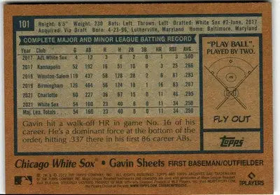 2022 Topps Archives #101 Gavin Sheets - Baseball Card Single