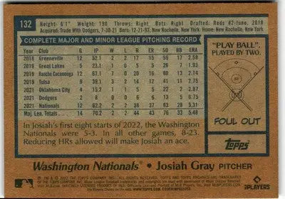 2022 Topps Archives #132 Josiah Gray - Baseball Card Single