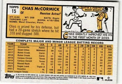2022 Topps Archives #15 Chas McCormick - Baseball Card Single