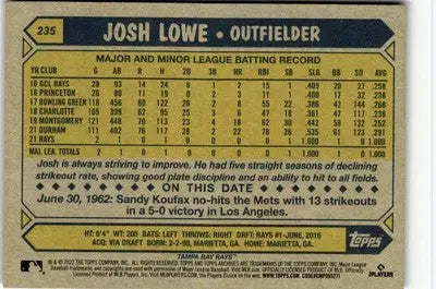 2022 Topps Archives #235 Josh Lowe - Baseball Card Single