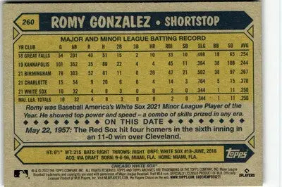 2022 Topps Archives #260 Romy Gonzalez - Baseball Card Single