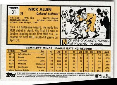 2022 Topps Archives #31 Nick Allen - Baseball Card Single
