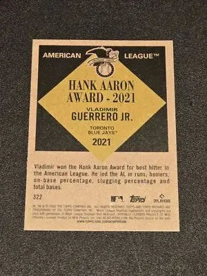 2022 Topps Archives #322 Vladimir Guerrero Jr. - Baseball Card Single