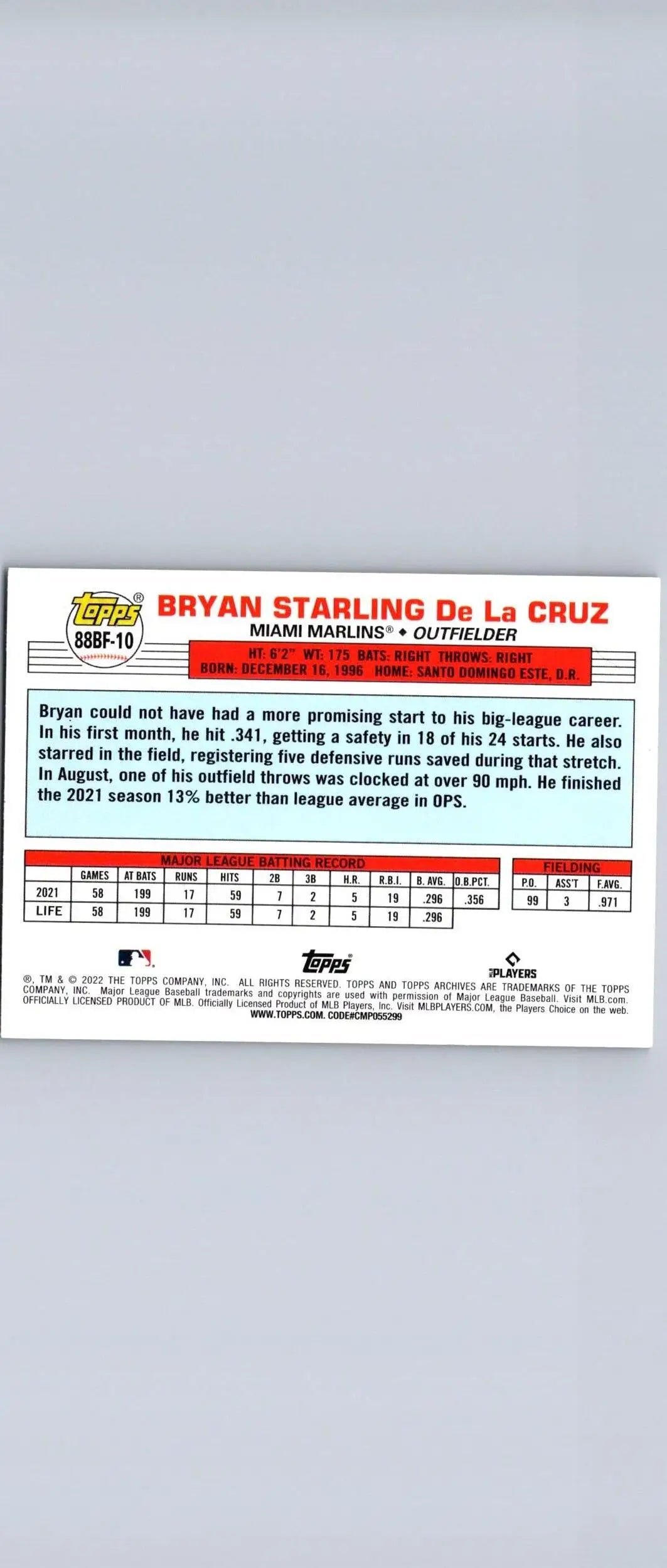 Bryan De La Cruz 2022 Topps Archives Big Foil baseball card from Topps Big series