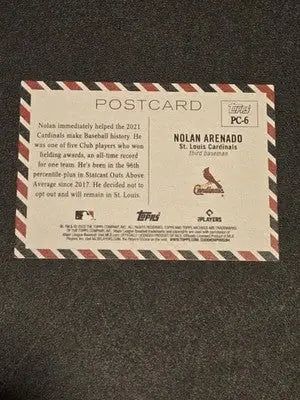 2022 Topps Archives #OPC-6 Nolan Arenado Oversized Topps Postcards - Baseball Card Single