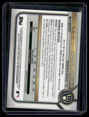 2022 Topps Bowman Chrome Jackson Chourio Baseball - Baseball Card Single