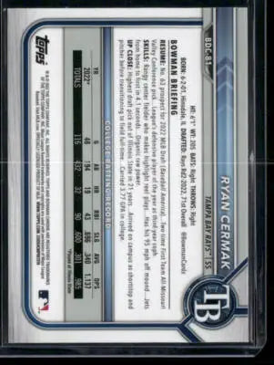 2022 Topps Bowman Draft Ryan Cermak #BDC-99 Black White Ray Wave 1st Bowman - Baseball Card Single