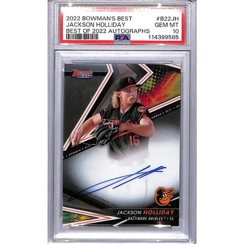 2022 Topps Bowman’s Best Best of 2022 #B22-JH Jackson Holliday PSA 10 GEM MINT Auto Baltimore Orioles - Baseball Card