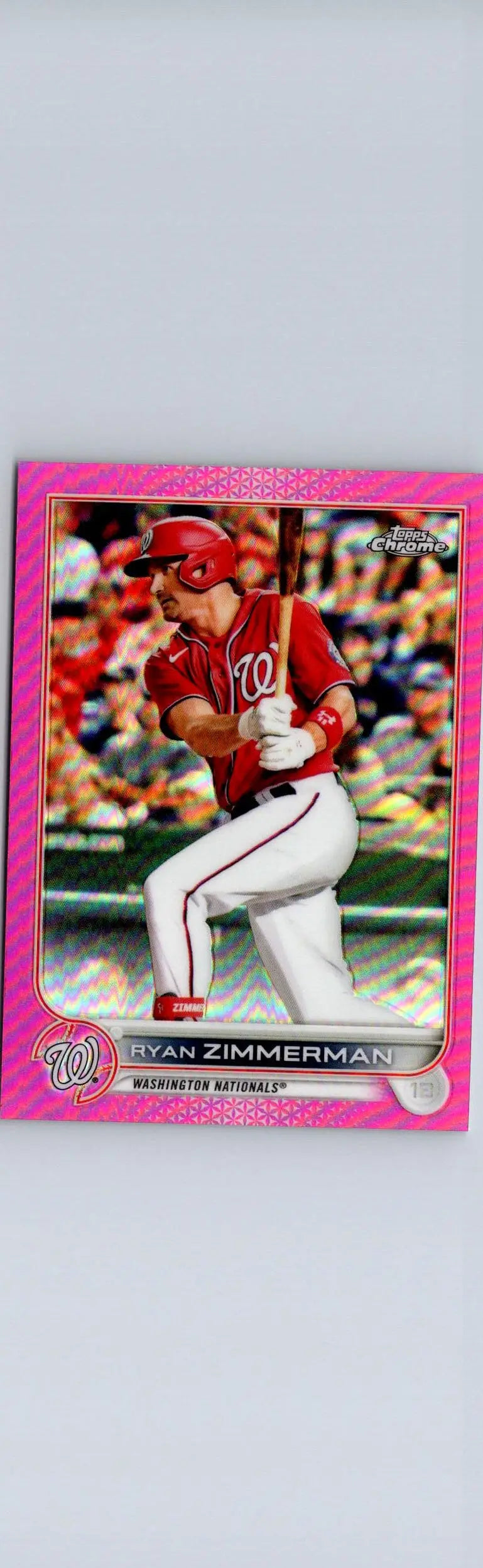 Ryan Zimmerman baseball card featuring 2022 Topps Chrome Pink Refractor image