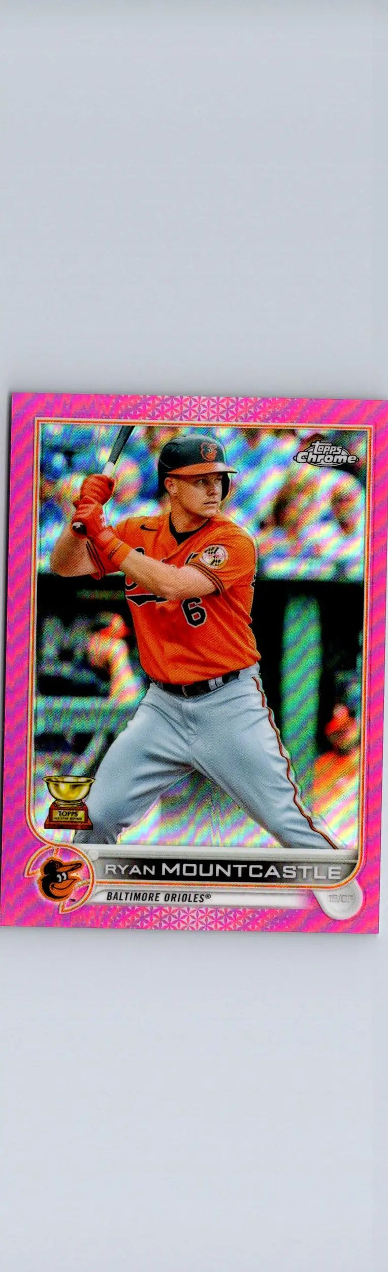 Ryan Mountcastle Pink Refractor baseball card from 2022 Topps Chrome product