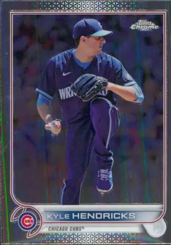 Original gloss 2022 Topps Chrome Kyle Hendricks baseball card NM-MT Cubs ID 47763