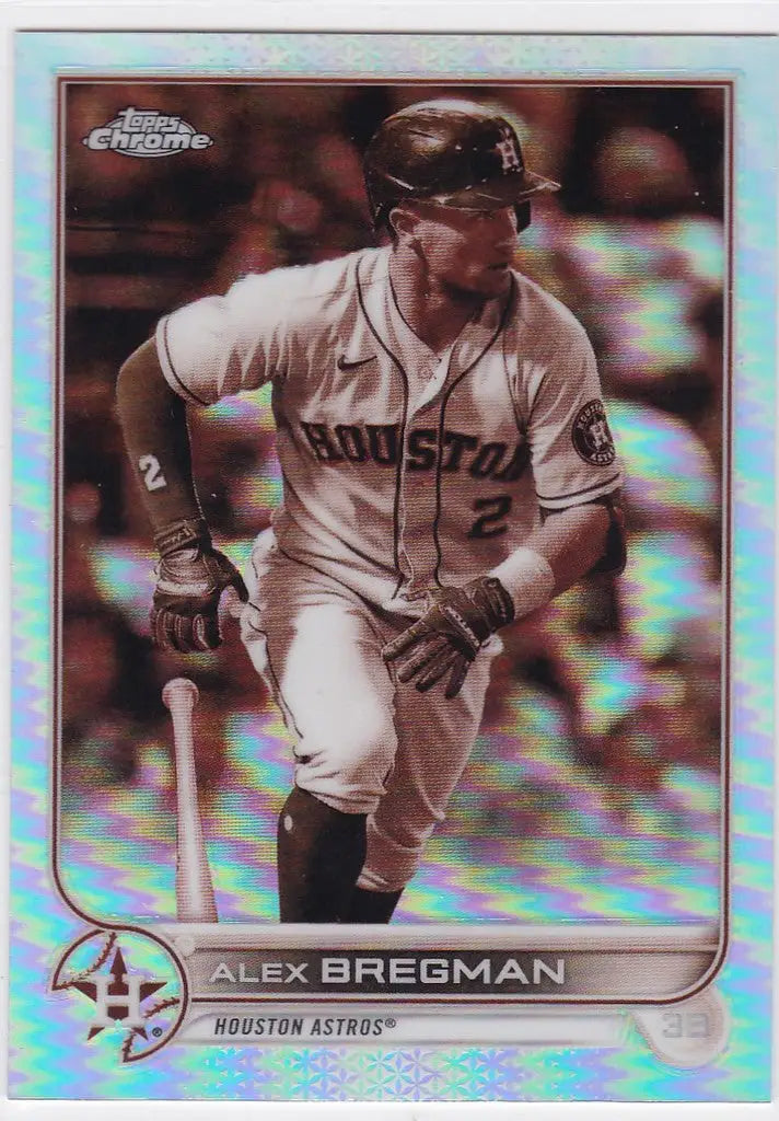 Baseball card of Alex Bregman in batting stance, featuring Sepia Houston Astros design