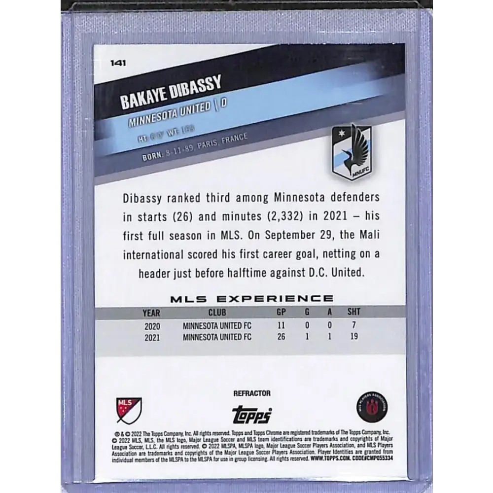 2022 Topps Chrome #141 Bakaye Dibassy NM-MT Minnesota United - Soccer Card Single